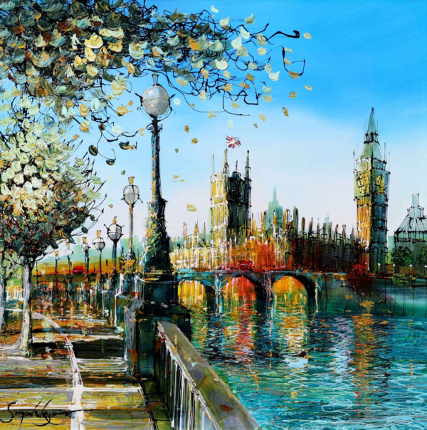 Spring On The Thames by Simon Wright, original painting