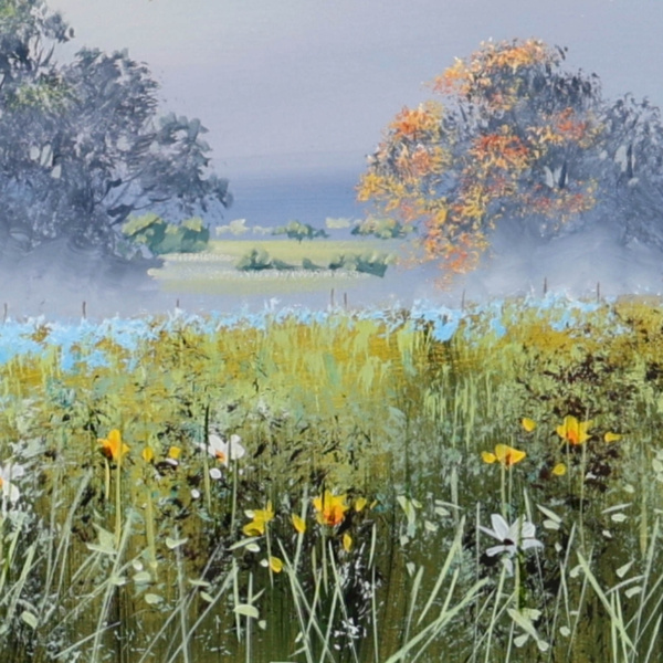 Summer Meadow by Allan Morgan, original painting, detail