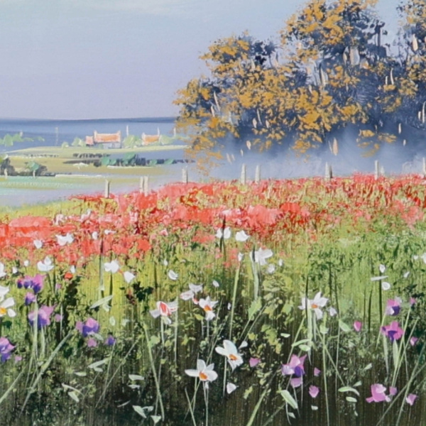 Field Of Poppies by Allan Morgan, original painting, detail