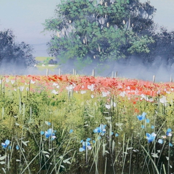 Field Of Poppies by Allan Morgan, original painting, detail