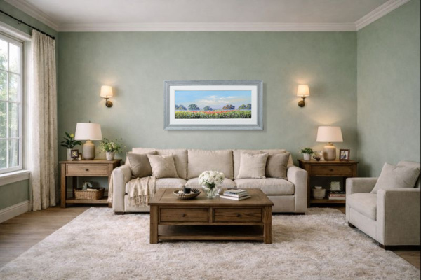 Field Of Poppies by Allan Morgan, original painting, in room
