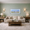 Lavender Meadow by Allan Morgan, original painting, in room