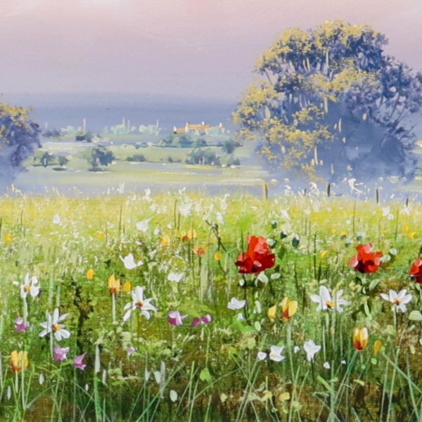 Summer Meadow Light by Allan Morgan, original painting, detail