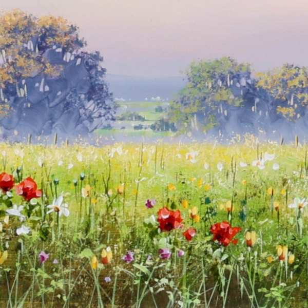 Summer Meadow Light by Allan Morgan, original painting, detail