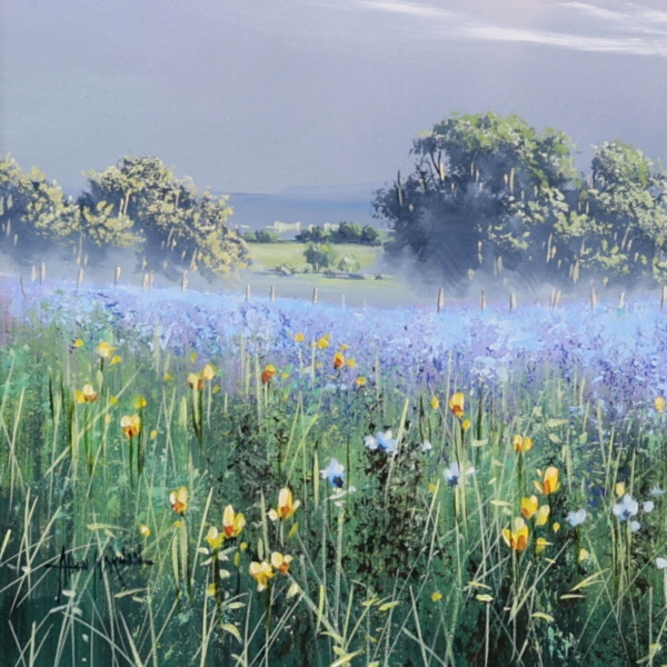 Cool Meadow Light by Allan Morgan, original painting, detail