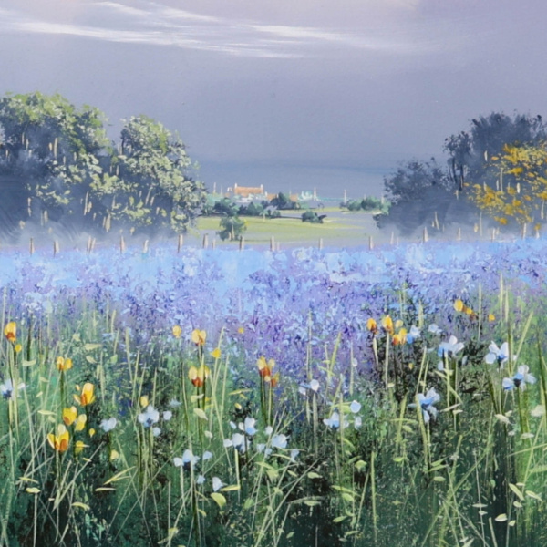 Cool Meadow Light by Allan Morgan, original painting, detail
