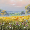 Meadow In Bloom by Allan Morgan, original painting, detail