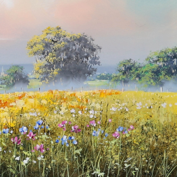 Meadow In Bloom by Allan Morgan, original painting, detail