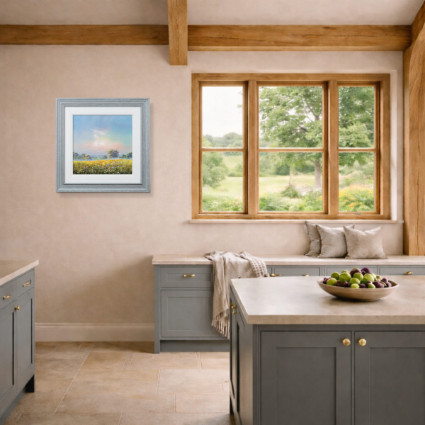 Meadow In Bloom by Allan Morgan, original painting, in room