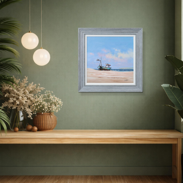 Tide’s Edge by Allan Morgan, original painting, in room