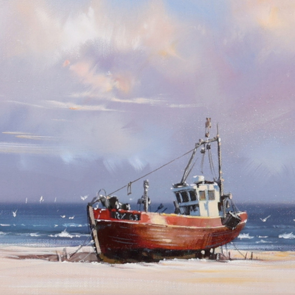 Resting Boat by Allan Morgan, original painting, detail