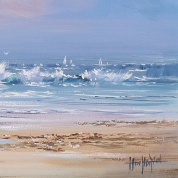 Quiet Shore by Allan Morgan, original painting, detail