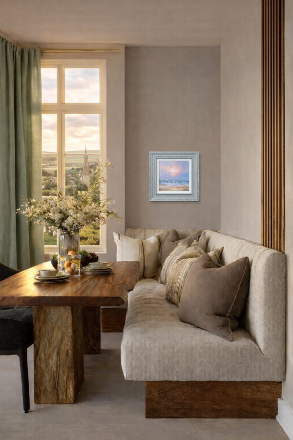Quiet Shore by Allan Morgan, original painting, in room