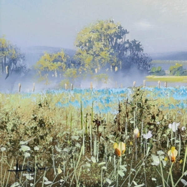 Open Meadow by Allan Morgan, original painting, detail