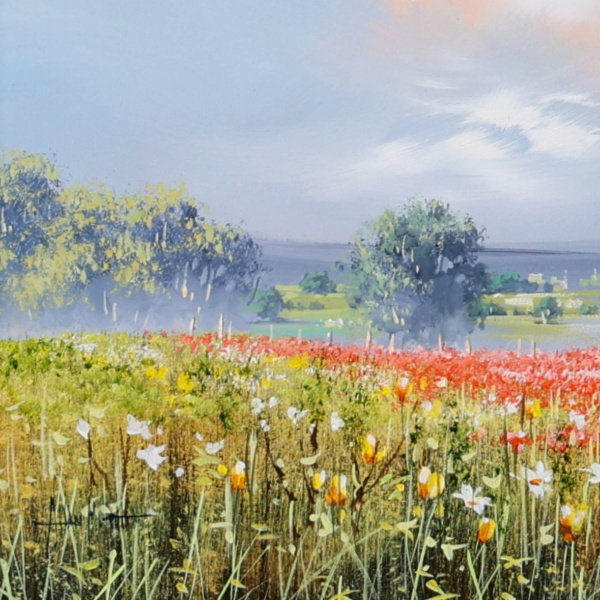 Poppies In Bloom by Allan Morgan, original painting, detail