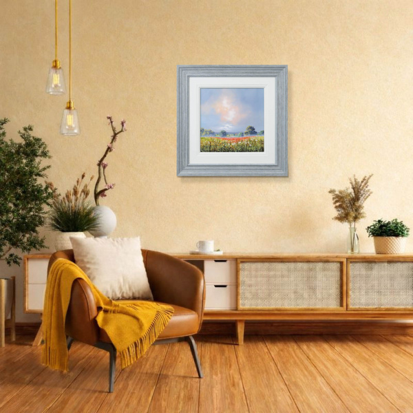 Poppies In Bloom by Allan Morgan, original painting, in room