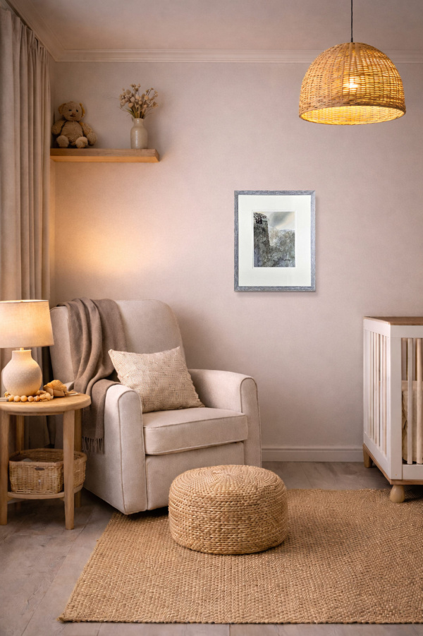 Cliffside Cottage by Michael Morgan, limited edition print, in room
