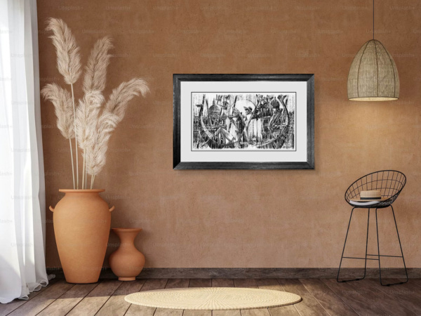 Love in Venice Sketch by Andrei Protsouk, limited edition print, in room