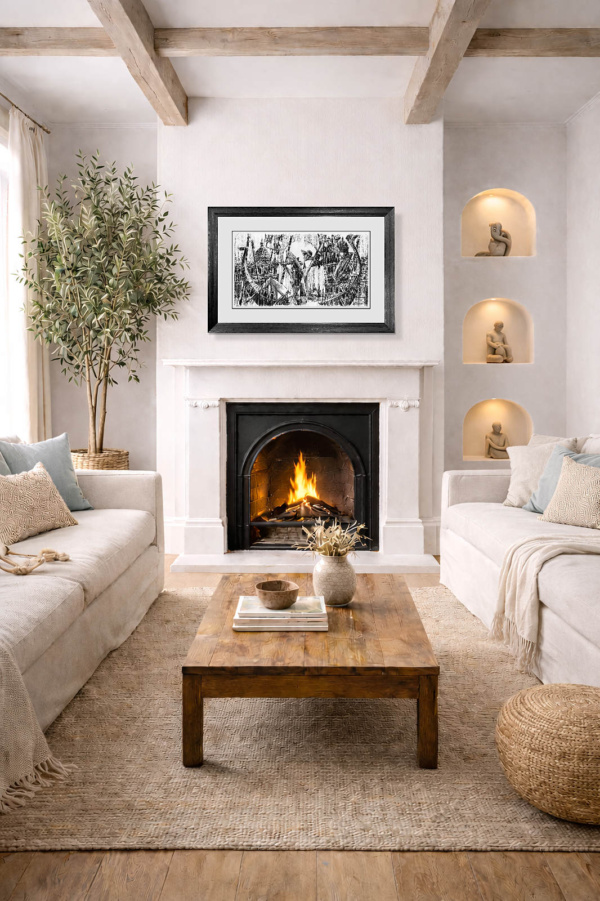 Love in Venice Sketch by Andrei Protsouk, limited edition print, in room