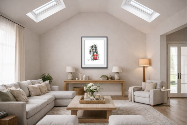 Chimps and Gravy by Scott Tetlow, limited edition print, in room