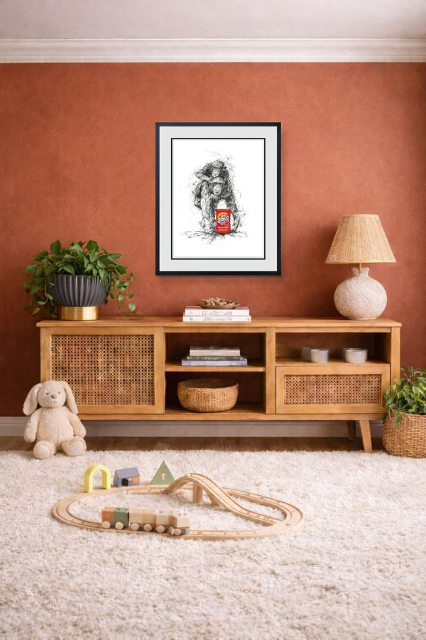 Chimps and Gravy by Scott Tetlow, limited edition print, in room