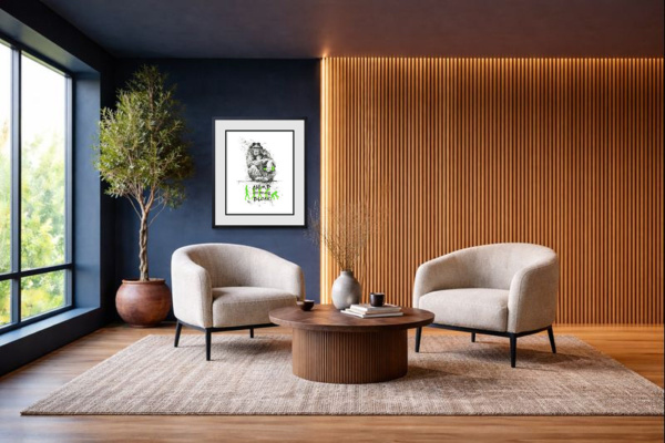 Chimp Off The Old Block by Scott Tetlow, limited edition print, in room
