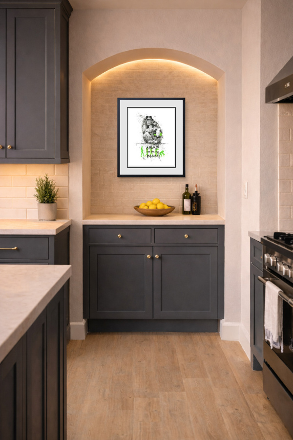 Chimp Off The Old Block by Scott Tetlow, limited edition print, in room
