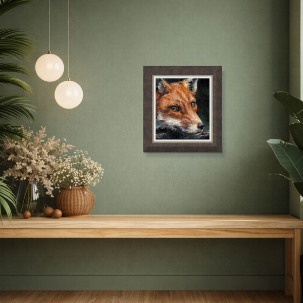 Red Fox Study by Anthony Dobson, limited edition print, in room