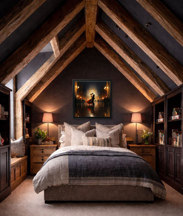 Courtyard Serenade by Leander, limited edition print, in room