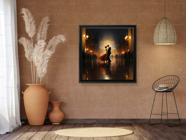Courtyard Serenade by Leander, limited edition print, in room