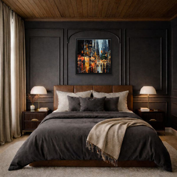 Downtown Drizzle by Leander, limited edition print, in room