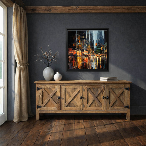 Downtown Drizzle by Leander, limited edition print, in room