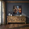 Downtown Reflections by Leander, limited edition print, in room
