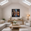 Downtown Reflections by Leander, limited edition print, in room