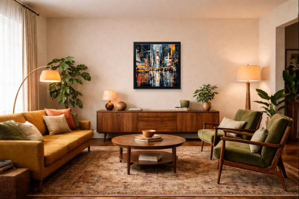 Urban Rainfall by Leander, limited edition print, in room