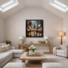 City Lights In The Rain by Leander, limited edition print, in room