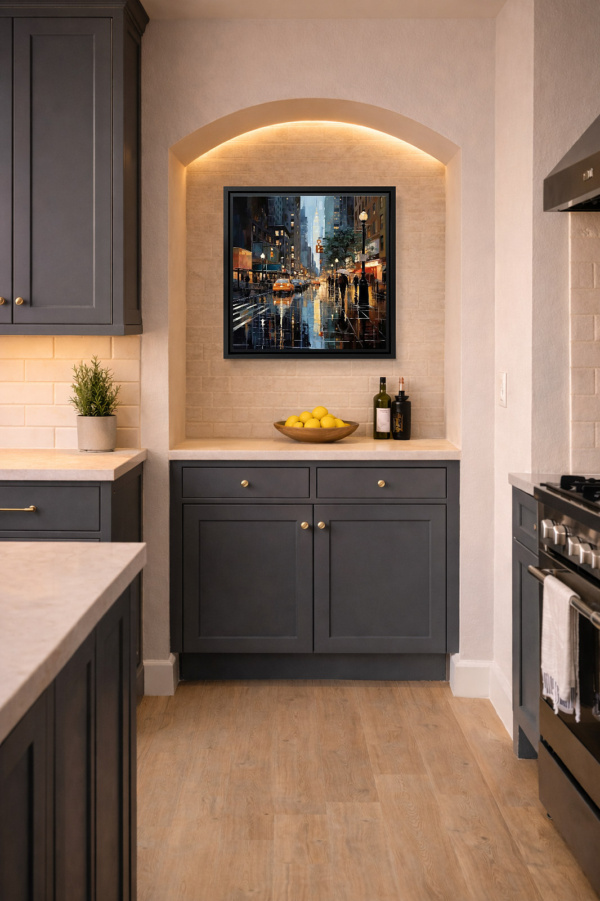 Downtown Urban Glow by Leander, limited edition print, in room