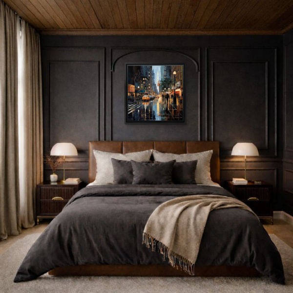 Downtown Urban Glow by Leander, limited edition print, in room