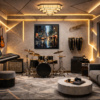 Downtown Urban Glow by Leander, limited edition print, in room