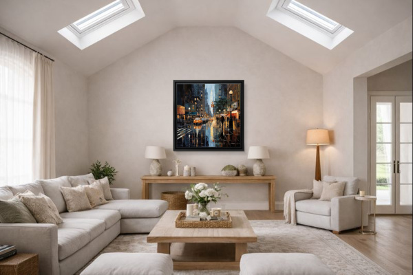 Downtown Urban Glow by Leander, limited edition print, in room