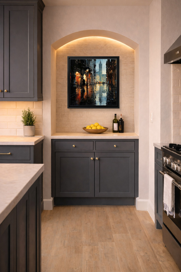 City Metallic Glow by Leander, limited edition print, in room