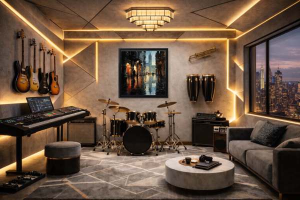 City Metallic Glow by Leander, limited edition print, in room