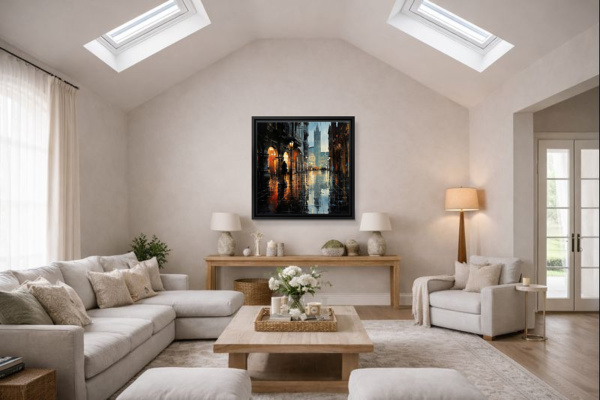 City Metallic Glow by Leander, limited edition print, in room
