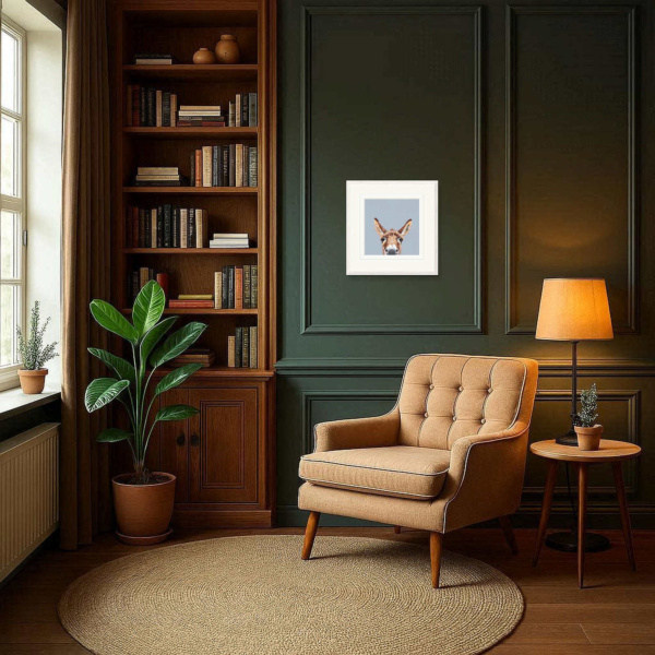 Well Hello There, Donkey by Nicky Litchfield, limited edition print, in room