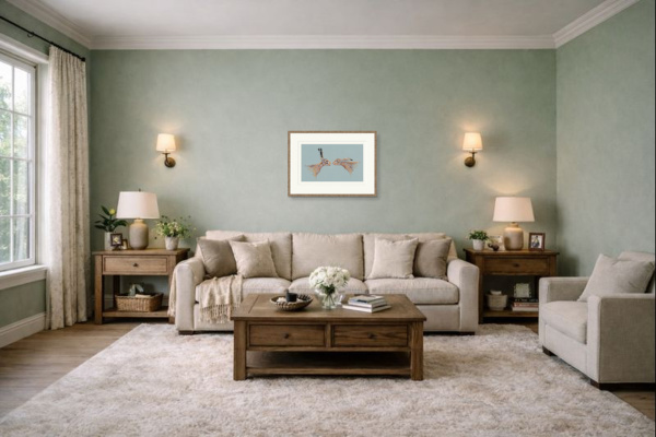 Brief Encounter, Hares by Nicky Litchfield, limited edition print, in room