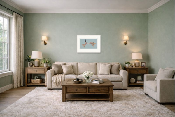 Brief Encounter, Hares by Nicky Litchfield, limited edition print, in room