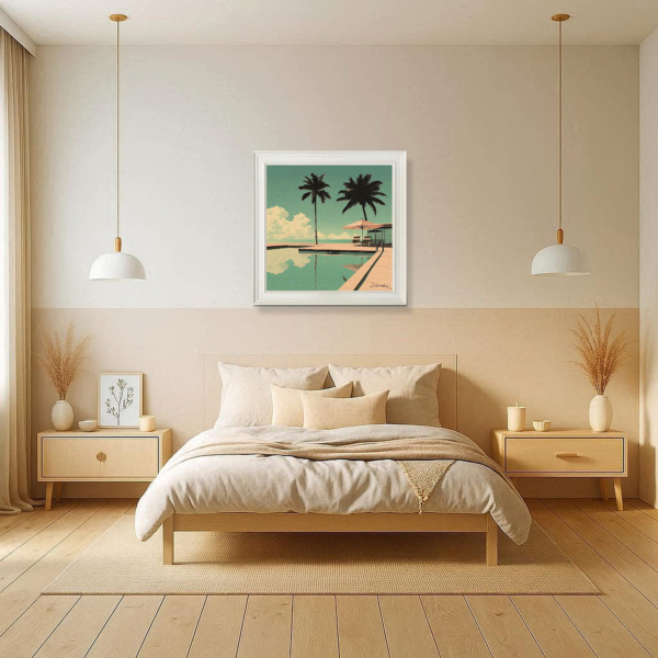 Poolside Reflections by Leander, limited edition print, in room