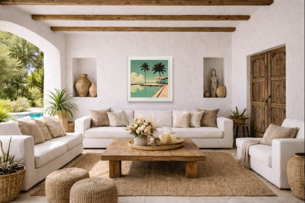 Poolside Reflections by Leander, limited edition print, in room