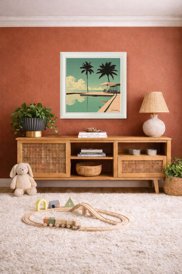 Poolside Reflections by Leander, limited edition print, in room