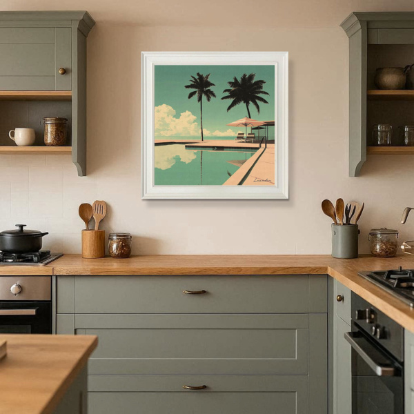 Poolside Reflections by Leander, limited edition print, in room